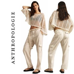 Anthropologie Pilcro Slim Linen Beach Cargo Pants
